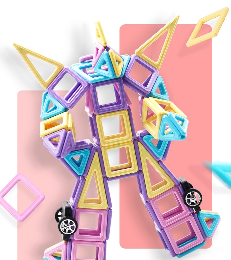 Magnetic Building Tiles – 72 PCS Pastel Set
