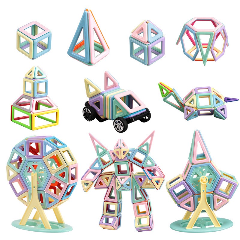 Magnetic Building Tiles – 72 PCS Pastel Set 3