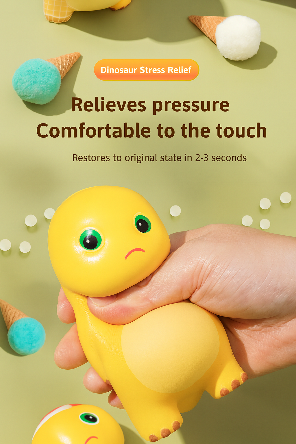 Kawaii Dino Squishy Toy – Stress Relief Squeeze Buddy 2